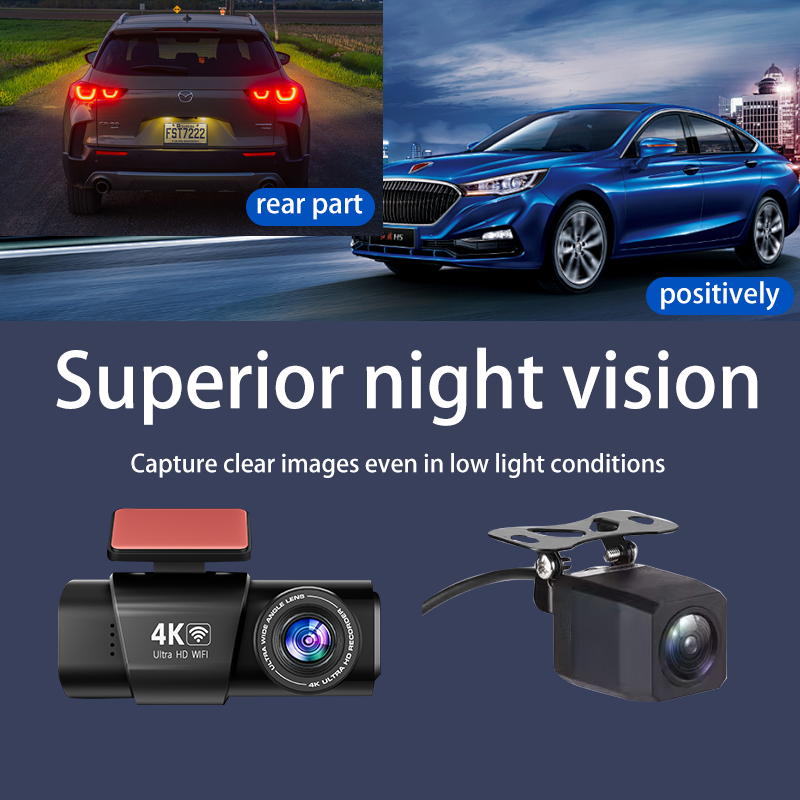 L308 1.47inch 4K Dash Camera Dual Lens WiFi Dash Cam Driving Recorder