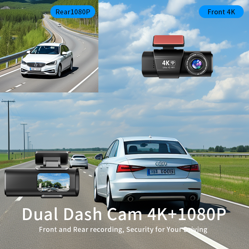 L308 1.47inch 4K Dash Camera Dual Lens WiFi Dash Cam Driving Recorder