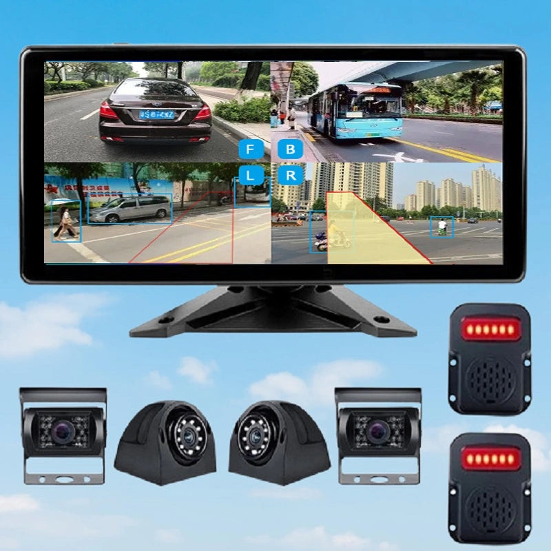 FOXDAK PZ615 4CHs 10.36" 1080P Truck Cam Bus Camera Alarm MP5