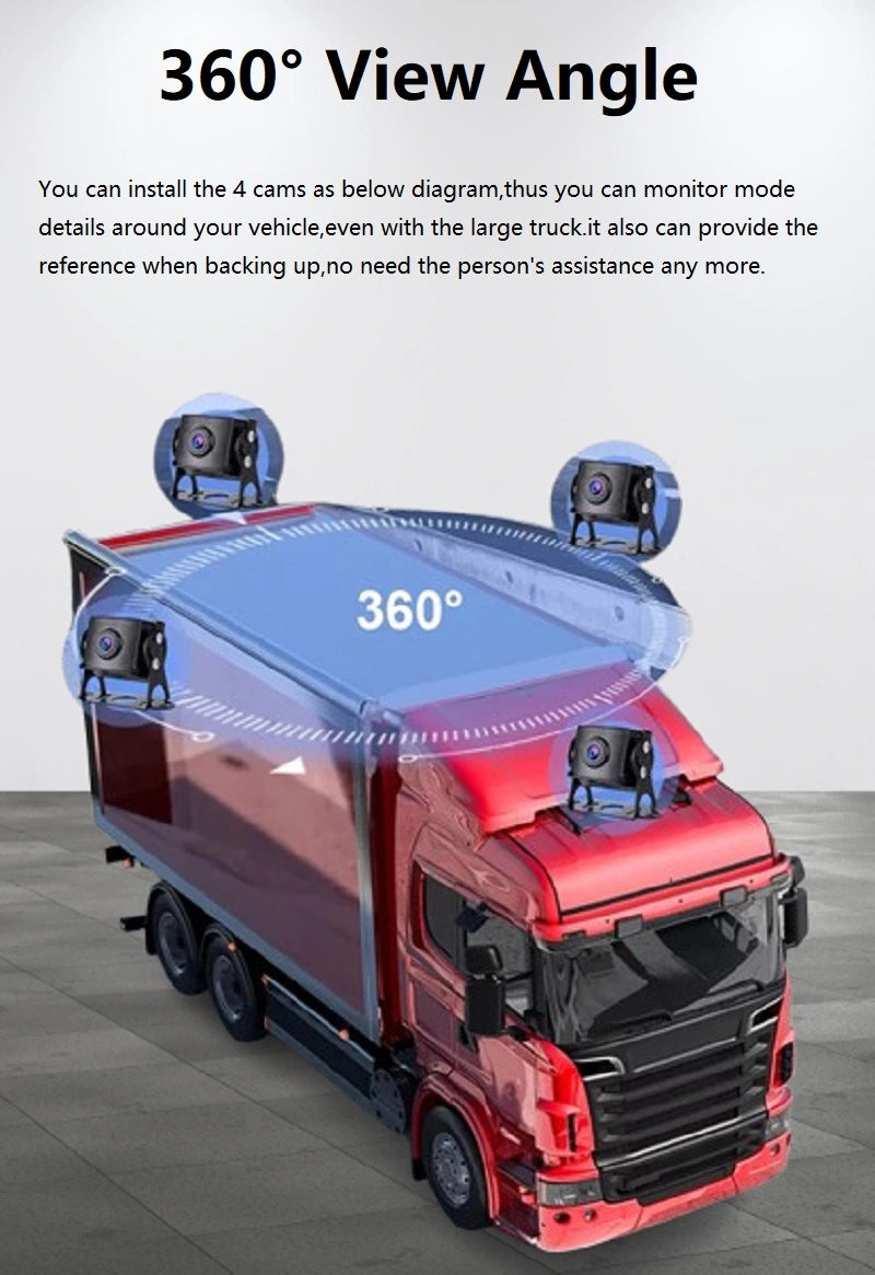 FOXDAK PZ615 4CHs 10.36" 1080P Truck Cam Bus Camera Alarm MP5