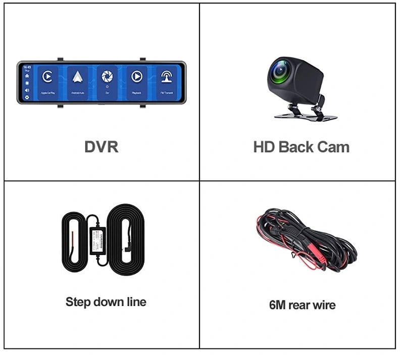 Caméra de rétroviseur FOXDAK CP06 avant 2K arrière 1080P 11,26" Carplay Android Auto