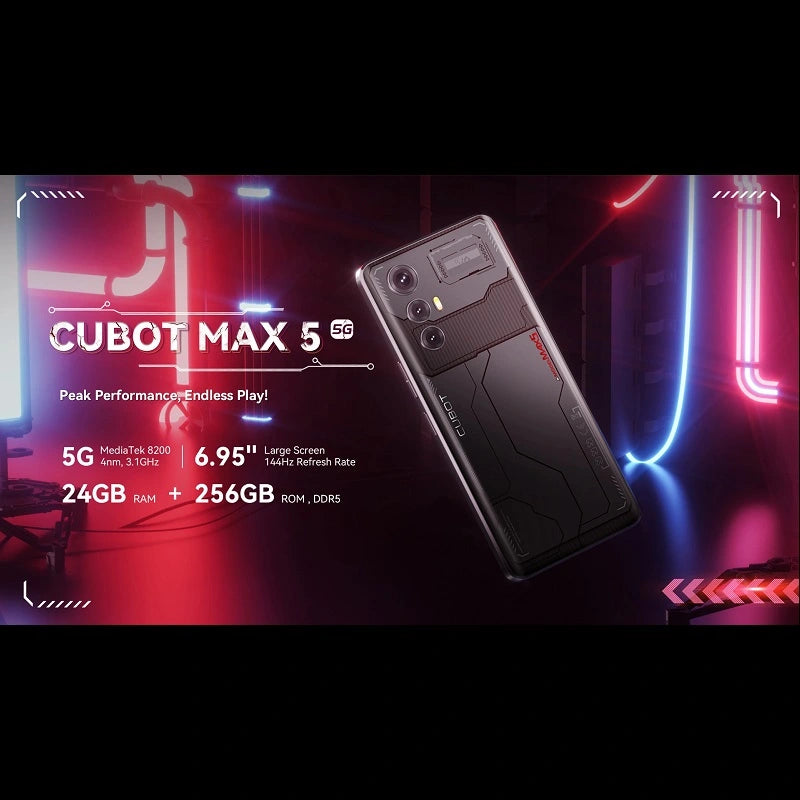 Teléfono inteligente CUBOT MAX 5 5G de 6,95 pulgadas, 144 Hz, 24 GB de RAM, 256 GB de ROM, para juegos