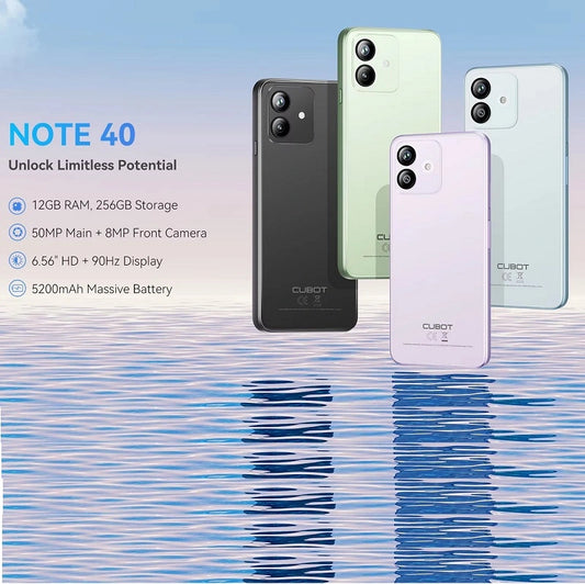 CUBOT Note 40 4G Smartphone 6GB+256GB 50MP 6.56 polegadas 5200mAh Face ID