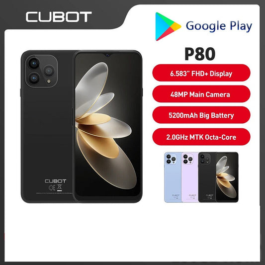 CUBOT P80 Smartphone 8GB+256GB/512GB 6.583 polegadas 48MP 5200mAh telefones celulares