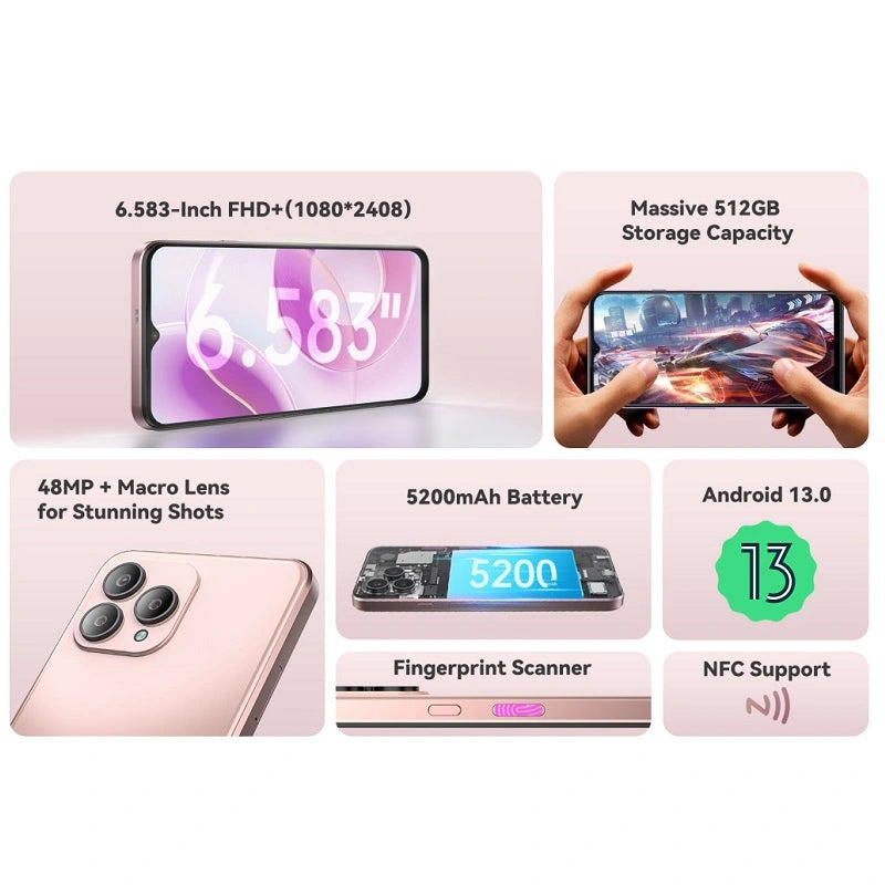 CUBOT P80 Smartphone 8GB+256GB/512GB 6.583 polegadas 48MP 5200mAh telefones celulares