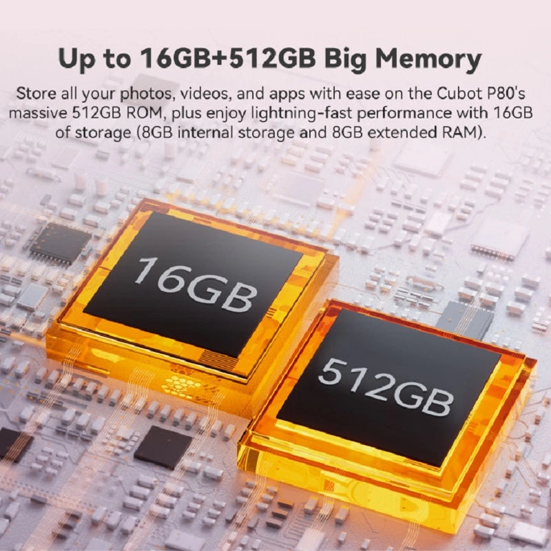 CUBOT P80 Smartphone 8GB+256GB/512GB 6.583 polegadas 48MP 5200mAh telefones celulares