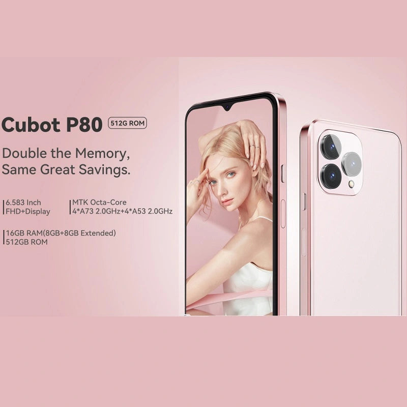 CUBOT P80 Smartphone 8GB+256GB/512GB 6.583 polegadas 48MP 5200mAh telefones celulares