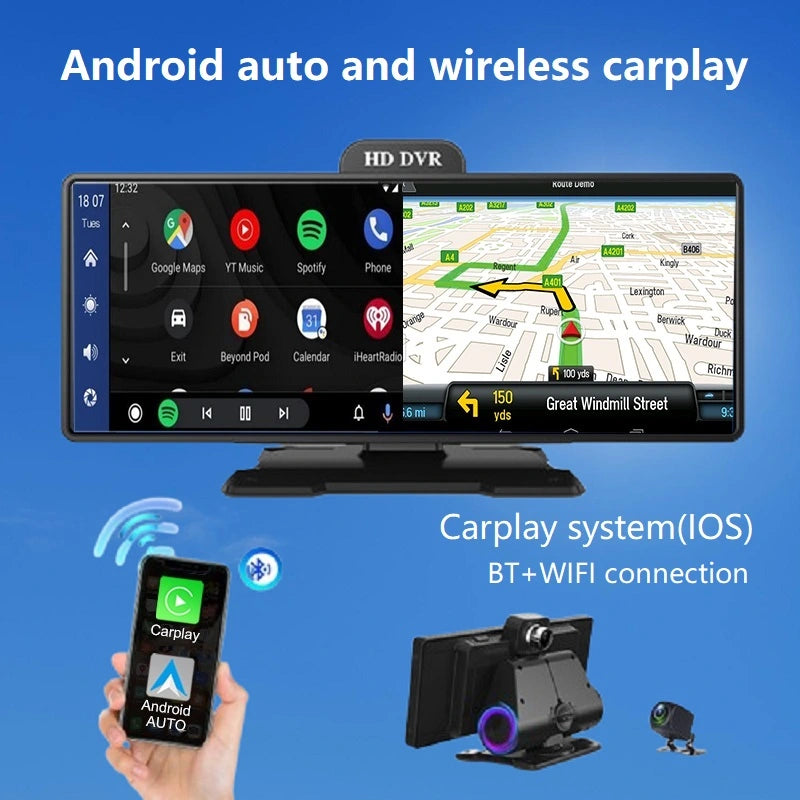 FOXDAK CP27 10.26" Передняя 4K Задняя 1080P Камеры для приборной панели Камера Carplay