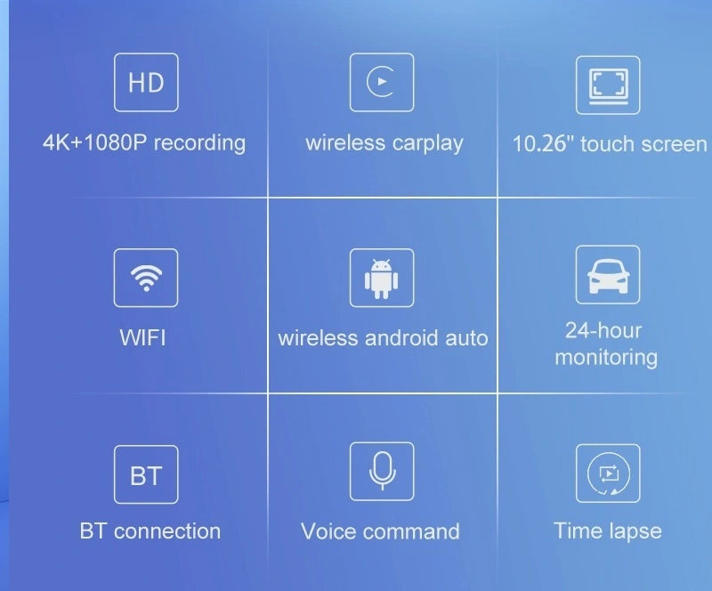 FOXDAK CP27 10.26" Передняя 4K Задняя 1080P Камеры для приборной панели Камера Carplay