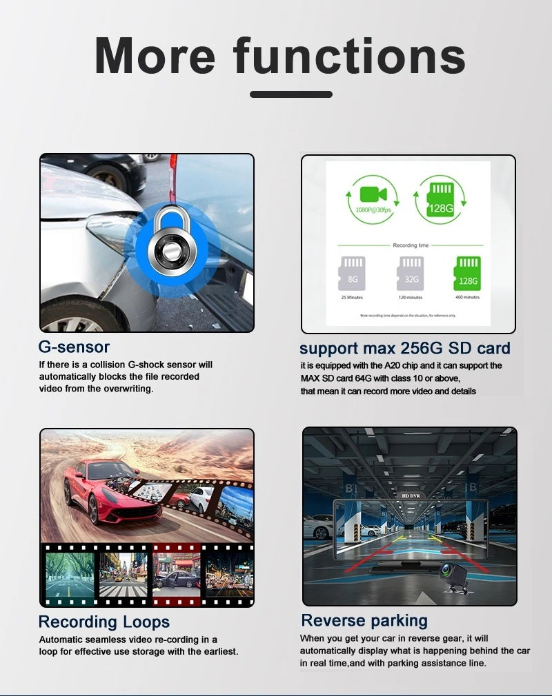 FOXDAK CP27 10.26" Передняя 4K Задняя 1080P Камеры для приборной панели Камера Carplay