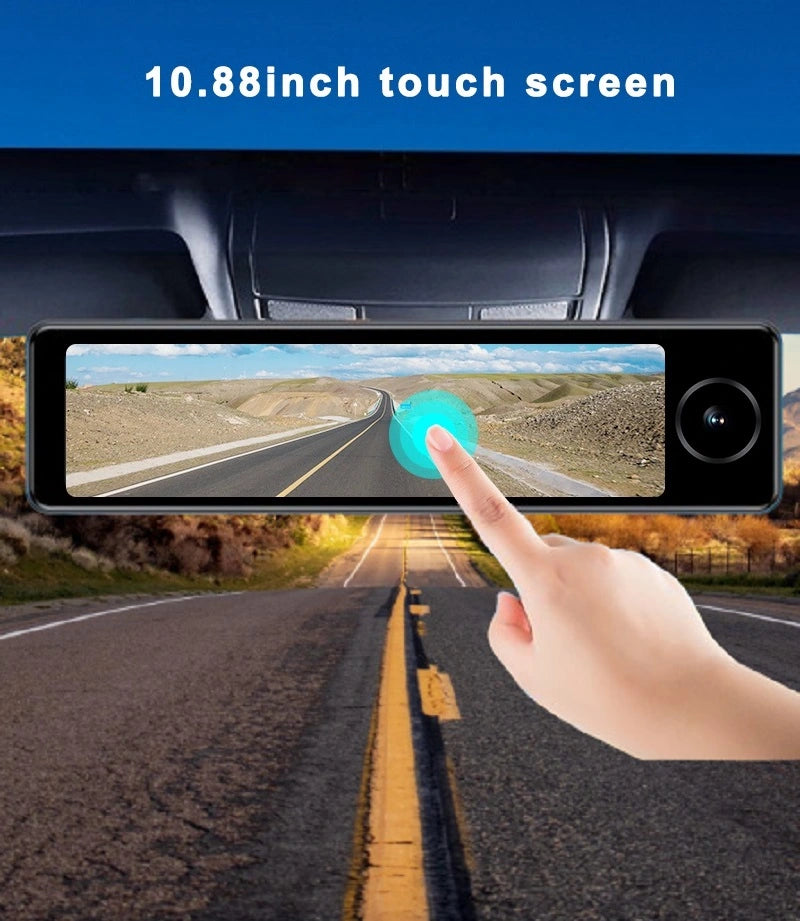 FOXDAK E09 3Chs 1080P 10.8" 4G Автомобильное зеркало заднего вида с камерой GPS