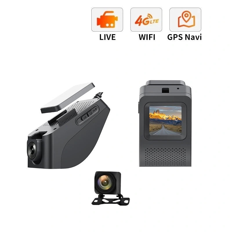 Videocámara para salpicadero FOXDAK K19 de 2" con doble lente, 1080P, 4G, GPS