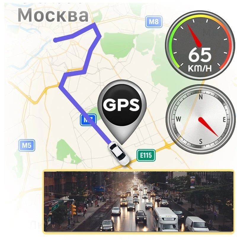 FOXDAK M210 12" Передняя 4K Задняя 2K Автомобильное зеркало заднего вида Камера GPS Wifi