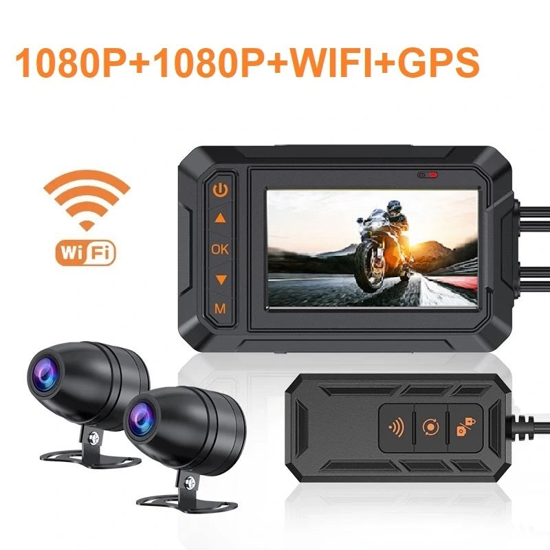 FOXDAK MT65 3" Dual 2K 1440P Мотоциклетная Камера Видеорегистратор Водонепроницаемый