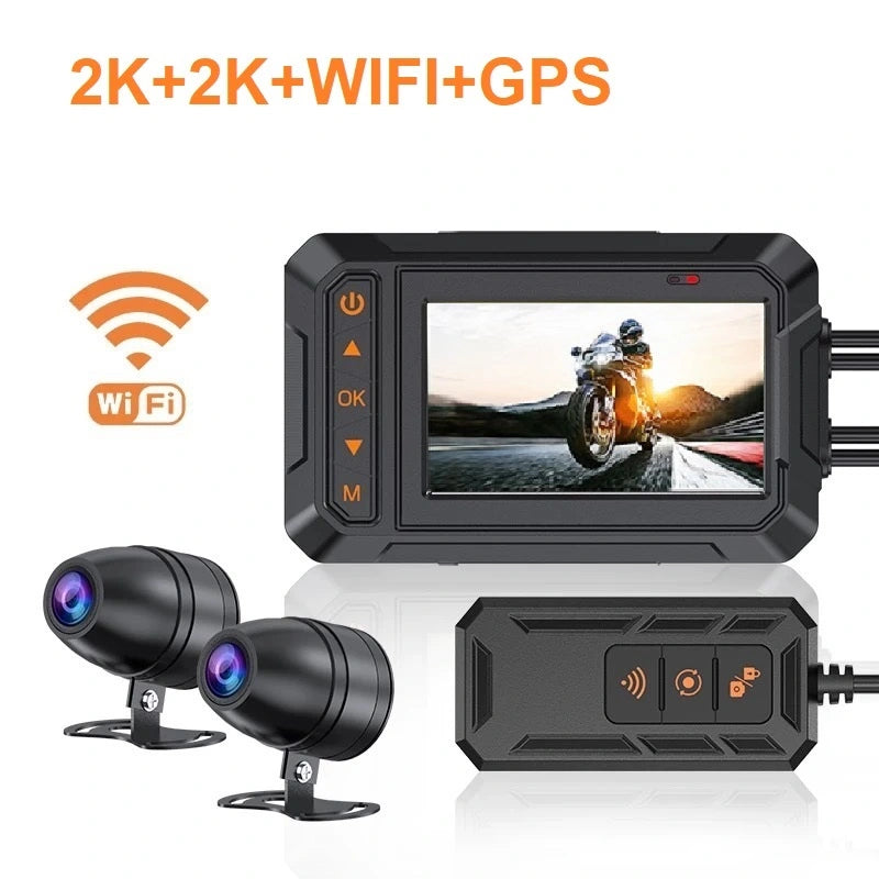 FOXDAK MT65 3" Dual 2K 1440P Мотоциклетная Камера Видеорегистратор Водонепроницаемый