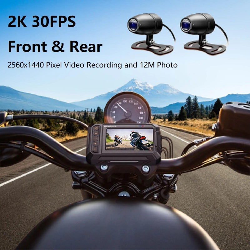 FOXDAK MT65 3" Dual 2K 1440P Мотоциклетная Камера Видеорегистратор Водонепроницаемый