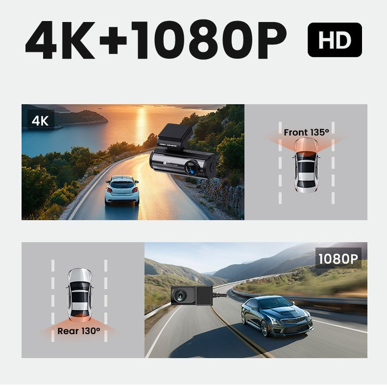 1.47Inch 4K+1080P Mini Dash Cam with Wifi GPS FHD Night Vision