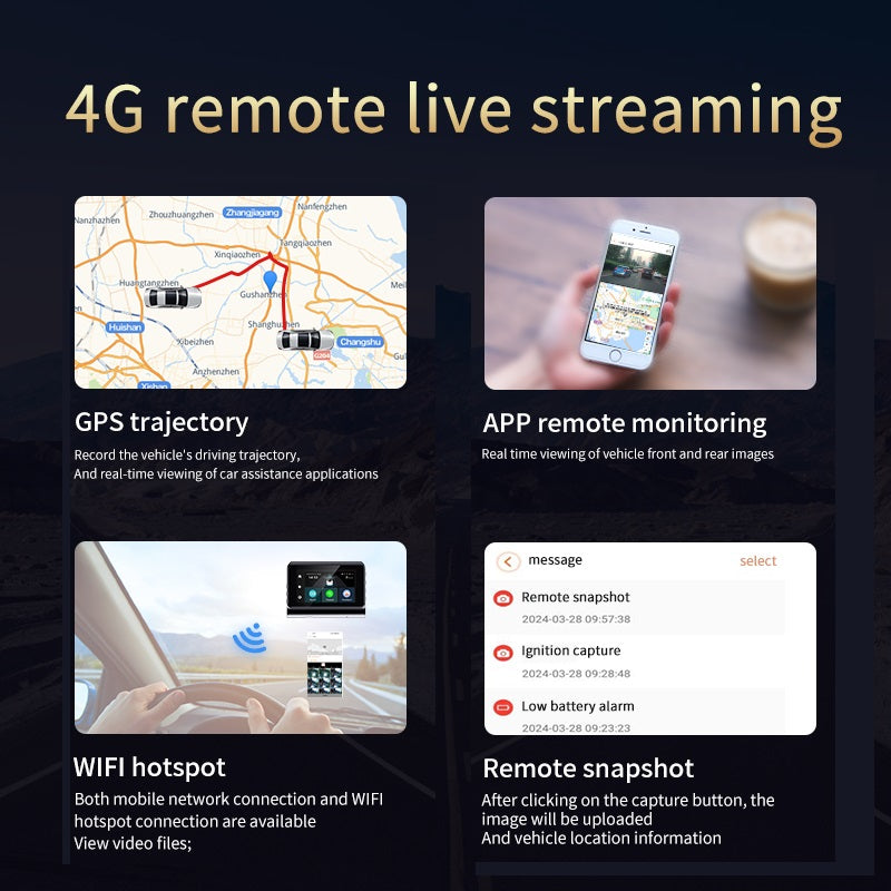 FOXDAK P85 Передняя 2K Задняя 1080P 3" 4G Автомобильный видеорегистратор Камера