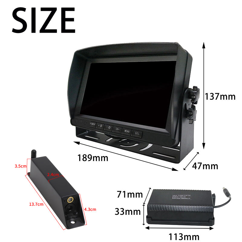 FOXDAK PZ630W 7-дюймовый экран 1080P HD камера для вилочного погрузчика с аккумулятором
