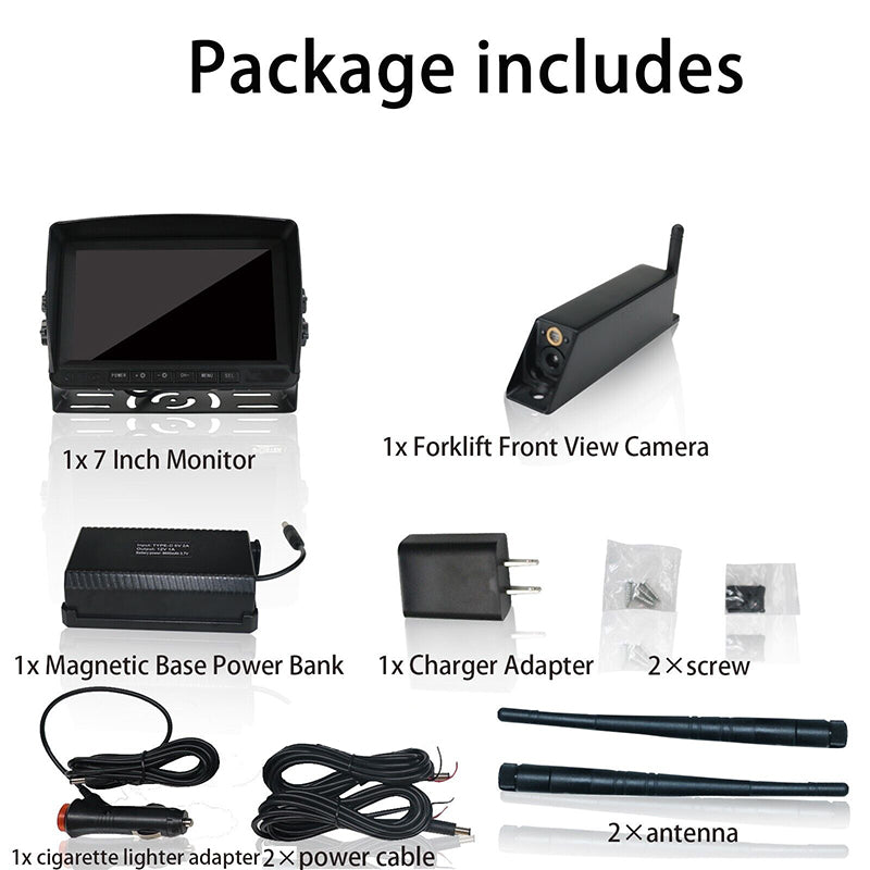 FOXDAK PZ630W 7-дюймовый экран 1080P HD камера для вилочного погрузчика с аккумулятором