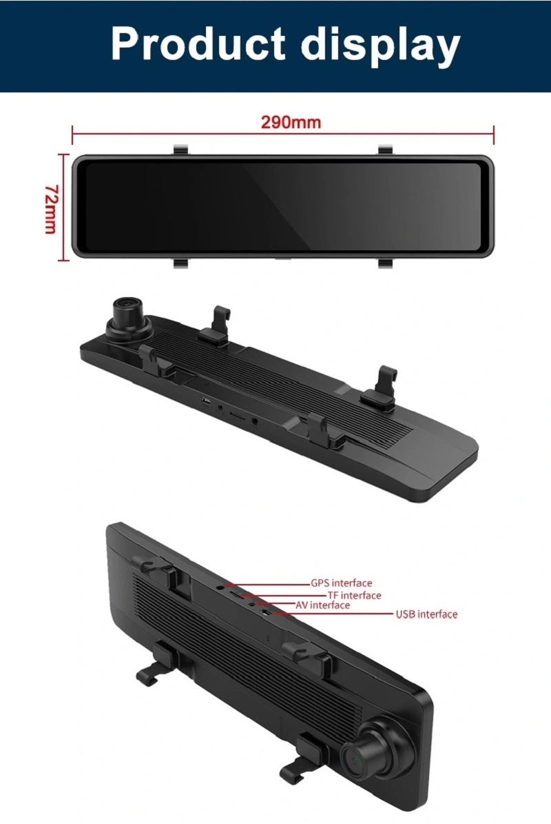 FOXDAK S18 11,26" Передняя 4K Задняя 1080P Зеркало заднего вида Камера GPS BSD