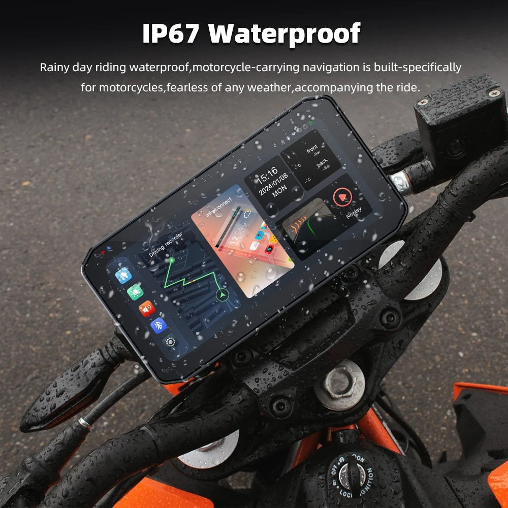 FOXDAK M6 6.25" HD Motorcycle Recorder BT DVR TPMS Android Auto Carplay Player