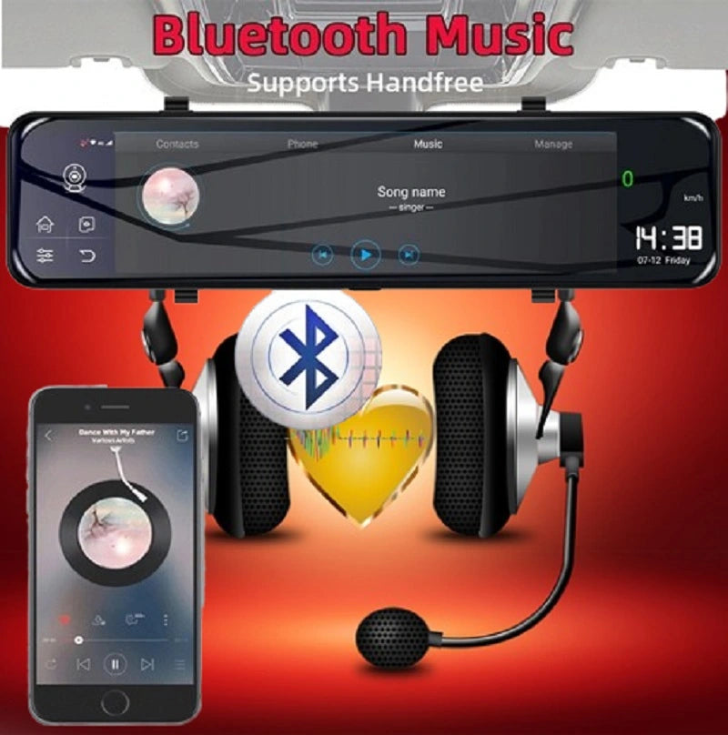 FOXDAK Z70 32G ROM 12" Двойная 1080P 4G Зеркало заднего вида Камера GPS
