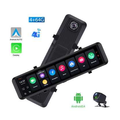 FOXDAK V8 64G ROM 12" 1080P 4G Rear View Mirror Cam GPS FM