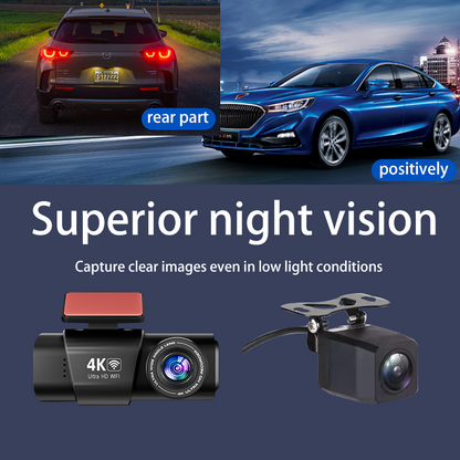 L308 1.47inch 4K Dash Camera Dual Lens WiFi Dash Cam Driving Recorder
