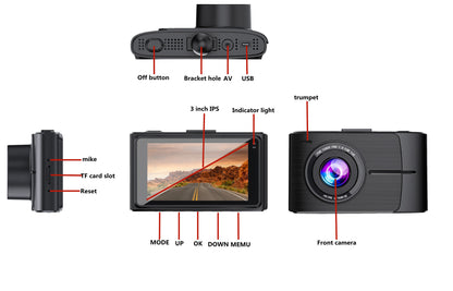 FOXDAK D2 3 Inch 4K Front 2160P Car Dash Cam Camcorder