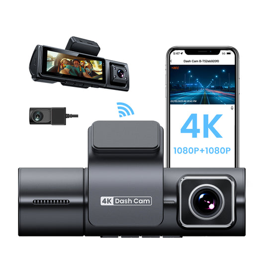 4K+1080P+1080P 3 Lens 3.2" Mini Dash cam with Wifi GPS