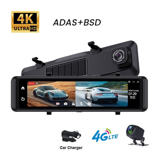 FOXDAK V7 11.26" 4k+1K(2196P+1080P) 4G Mirror Rearview Camera Wifi GPS ADAS BSD