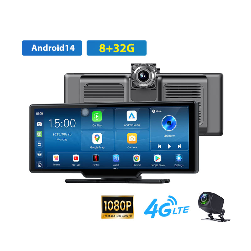 FOXDAK V9311 10.26" Dual 1080P 8+32G 4G Car Dashboard Camera Cams
