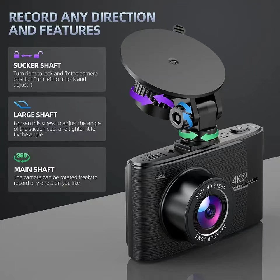FOXDAK D2 3 Inch 4K Front 2160P Car Dash Cam Camcorder