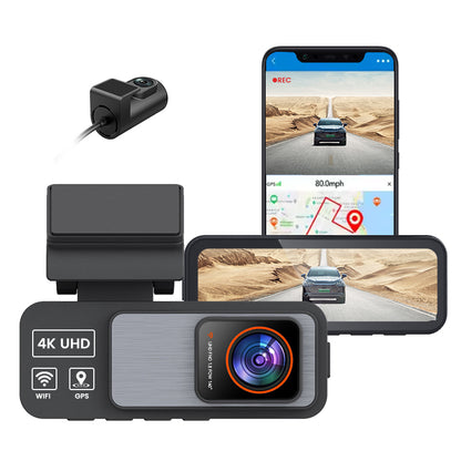 4K+1080P 3-Inch WiFi GPS Night Vision Dual Cameras Mini Dash Cam