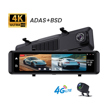 FOXDAK V7 11.26" 4k+1K(2196P+1080P) 4G Mirror Rearview Camera Wifi GPS ADAS BSD