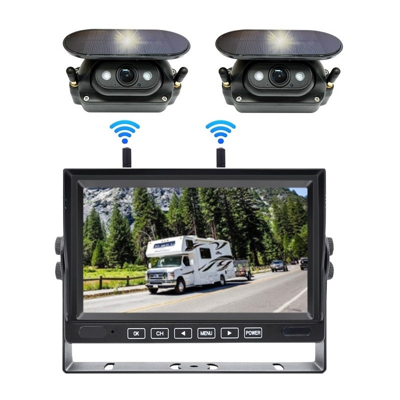 FOXDAK FD04 Magnetic Wireless Solar Backup Camera With 7" Screen for trucks