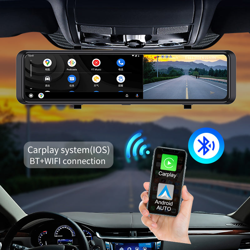 FOXDAK V8 64G ROM 12" 1080P 4G Rear View Mirror Cam GPS FM