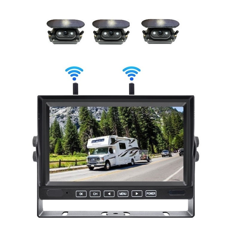 FOXDAK FD04 Magnetic Wireless Solar Backup Camera With 7" Screen for trucks