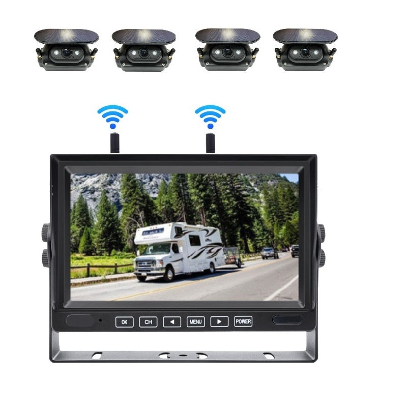 FOXDAK FD04 Magnetic Wireless Solar Backup Camera With 7" Screen for trucks
