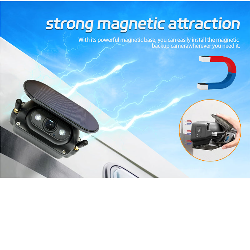 FOXDAK FD04 Magnetic Wireless Solar Backup Camera With 7" Screen for trucks
