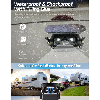 FOXDAK FD04 Magnetic Wireless Solar Backup Camera With 7" Screen for trucks