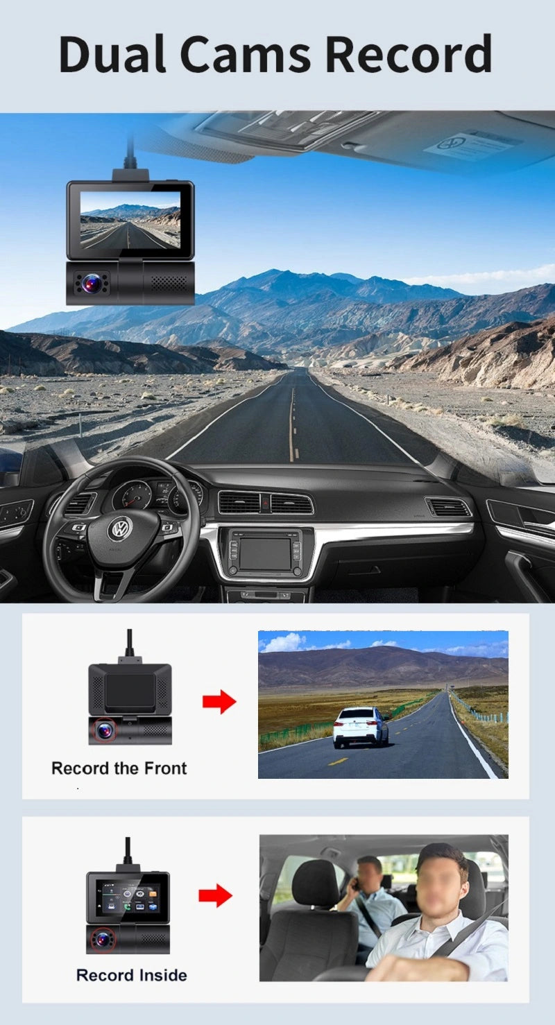 Caméra de tableau de bord FOXDAK G5 3" 32G ROM double objectif 1080P 4G WiFi GPS