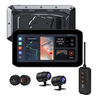 FOXDAK M6 6.25" HD Motorcycle Recorder BT DVR TPMS Android Auto Carplay Player
