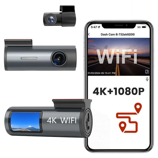 1.47Inch 4K+1080P Mini Dash Cam with Wifi GPS FHD Night Vision