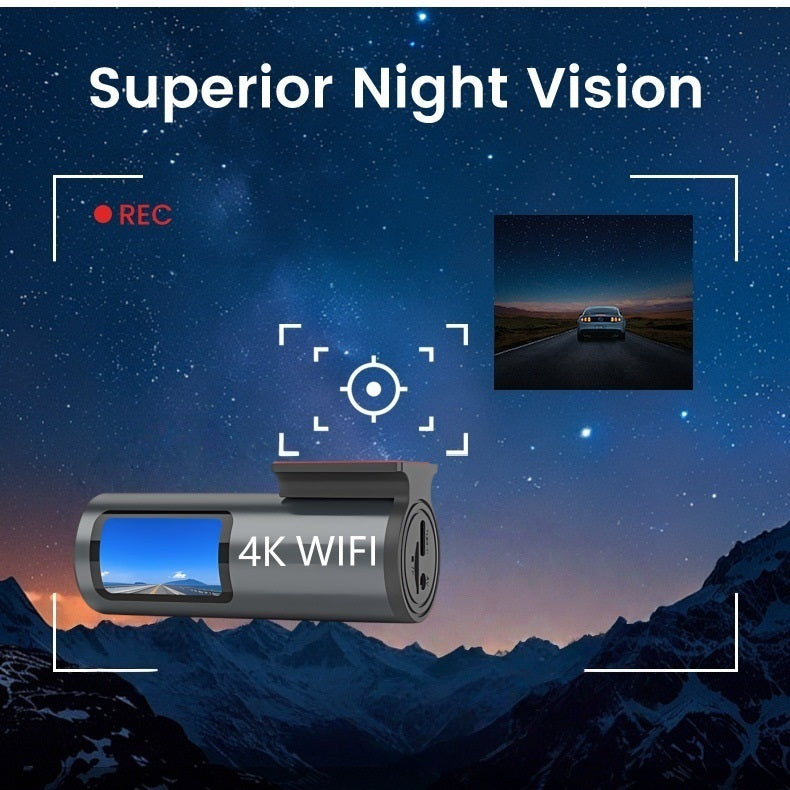 1.47Inch 4K+1080P Mini Dash Cam with Wifi GPS FHD Night Vision