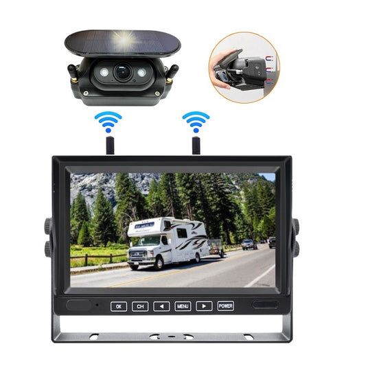 FOXDAK FD04 Magnetic Wireless Solar Backup Camera With 7" Screen for trucks