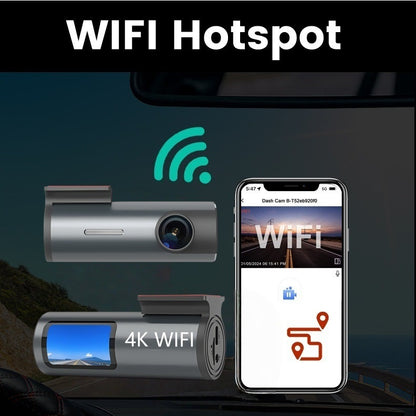 1.47Inch 4K+1080P Mini Dash Cam with Wifi GPS FHD Night Vision