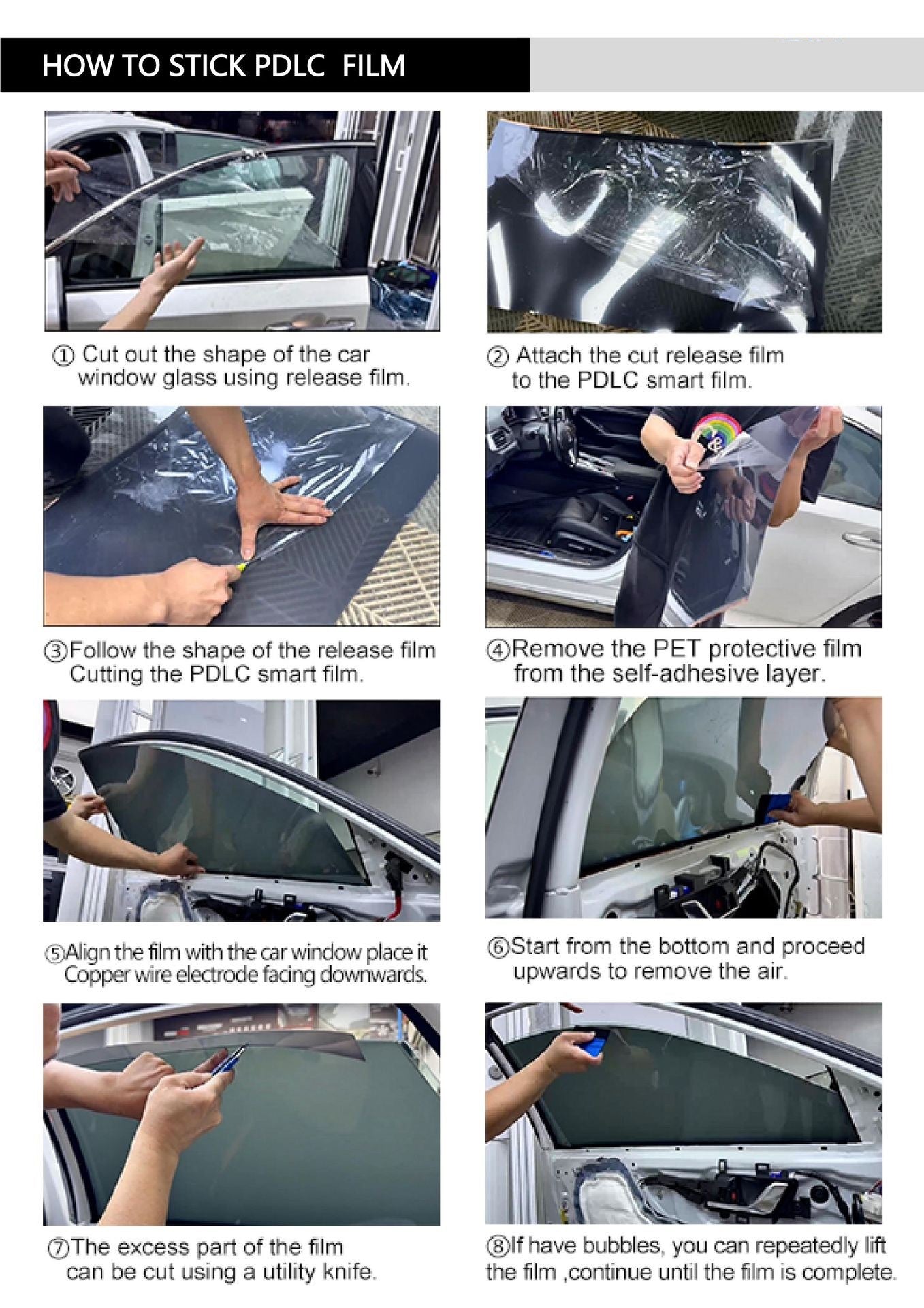 50x100cm Switchable PDLC Film - One-Click Privacy Tint for Car Windows