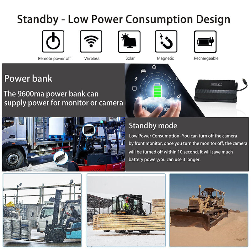 FOXDAK PZ630W 7" Schermo 1080P HD Telecamera per carrelli elevatori con batteria